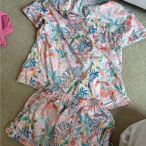 Floral Kids Pajama Set - Pink and Green